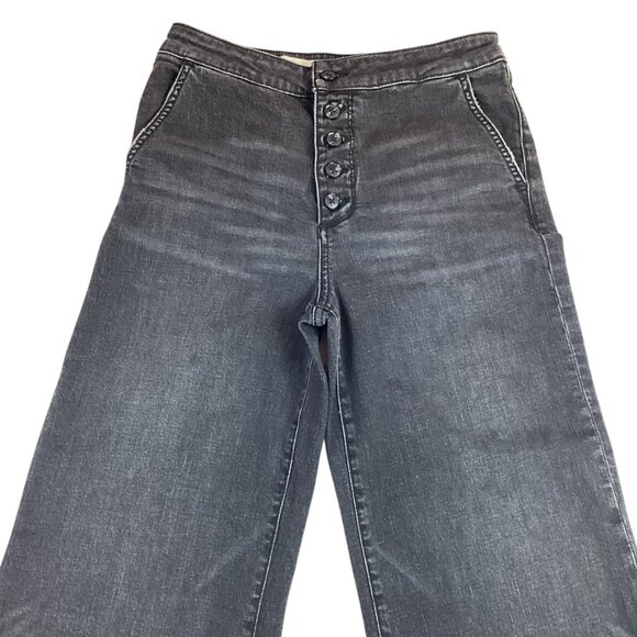 Pilcro & The Letterpress Anthropologie Womens 29 Button-Fly Wide Leg Jeans Black - Picture 6 of 15